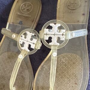 Tory Burch Transparent Sandals with White Emblem